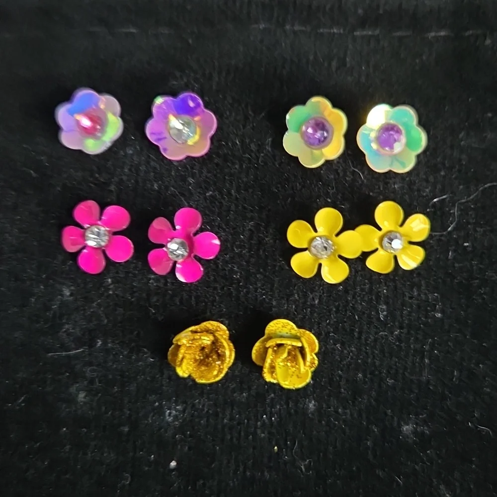 Colorful Flower Stud Earrings Set